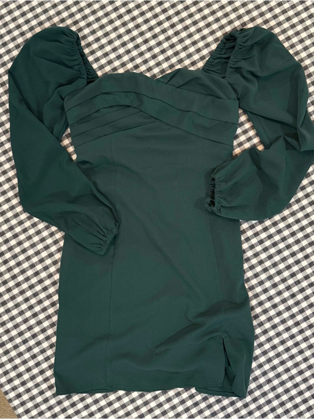 Abercrombie & Fitch Long-Sleeve Draped Bodice Mini Dress in dark/forest
